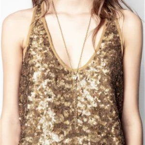 ZADIG & VOLTAIRE ! sequined gold tank top